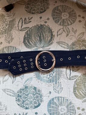 Stretch Denim Belt Y2K with Round Buckle - adjustable